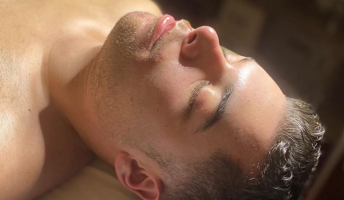 a close up of a man